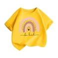 thumbnail image 1 of Girls Summer Tops Size 7/8 Loose Fit Graphic Tees Short Sleeve Cotton Rainbow Cute Blouses Casual Going Out Outfits, Yellow, 12 Years, 1 of 7