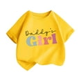 thumbnail image 1 of Girls Summer Tops Size 7/8 Short Sleeve Heart Graphic Tees Loose Fit Cotton Cute Blouses Fashion Casual Going Out Outfits, Yellow, 6 Years, 1 of 7