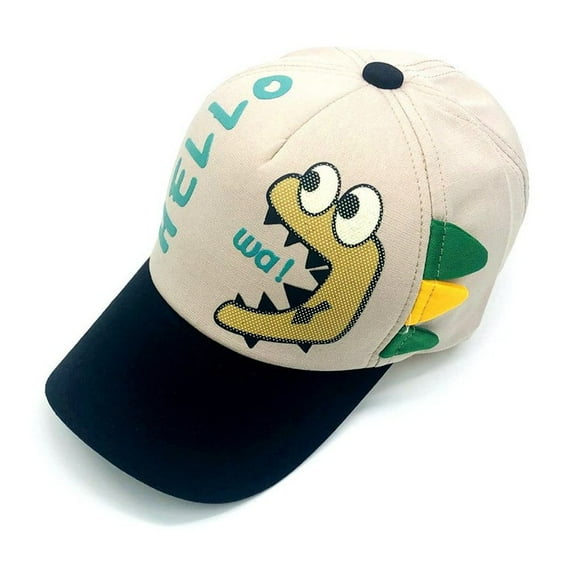 Girls Sun Hat Cartoon Dinosaur Letter Print Baseball Cap for Kids Boys and Girls Korean Style Adjustable Sun Hat Upf50+ Baby Summer Hat Khaki 2 Years-8 Years