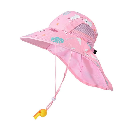 Girls Sun Hat Kids Boysand Girls Adjustable Sun Hat with Neck Flap Outdoor Beach Playground Lightweight Breathable Bucket Hat Kids Sun Hats Watermelon Red 2 Years-10 Years