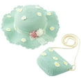 thumbnail image 1 of Girls Sun Hat with Shoulder Bag Set Large Brim Flower Beach Summer Hat Straw Purse Beach Bag Cute Flower Summer Beach Cap, 1 of 6