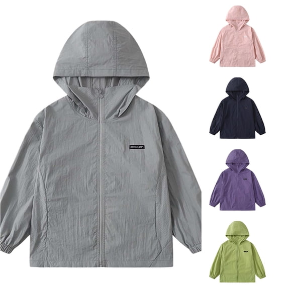 Girls Sun Jacket for Outdoor Activities Lightweight Hooded Coat with UPF50+ Sun Casual Windbreaker for Kids Easy Care and Everyday Wear