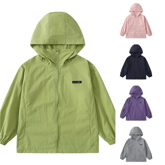 Girls Sun Jacket for Outdoor Activities Lightweight Hooded Coat with UPF50+ Sun Casual Windbreaker for Kids Easy Care and Everyday Wear