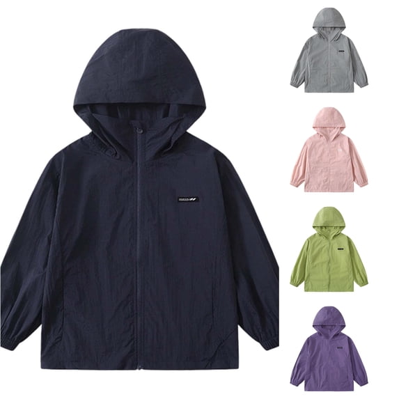Girls Sun Jacket for Outdoor Activities Lightweight Hooded Coat with UPF50+ Sun Casual Windbreaker for Kids Easy Care and Everyday Wear