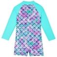 thumbnail image 1 of Girls Sun Protection Long Sleeve Flat Colorful Glitter Fish Scale Swimsuit Bathing Swimsuit with UPF, 1 of 7