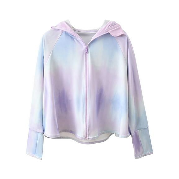 Girls Sun Protection Zip-Up Hoodie Cooling Lightweight Long Sleeve Sun Shirts Unisex Active Running Jacket 2 Y