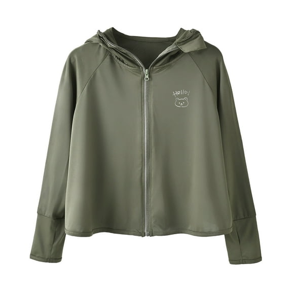 Girls Sun Protection Zip-Up Hoodie Cooling Lightweight Long Sleeve Sun Shirts Unisex Active Running Jacket 2 Y