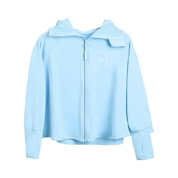Girls Sun Protection Zip-Up Hoodie Cooling Lightweight Long Sleeve Sun Shirts Unisex Active Running Jacket 7 Y
