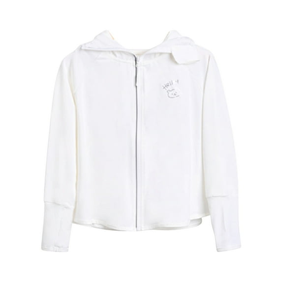 Girls Sun Protection Zip-Up Hoodie Cooling Lightweight Long Sleeve Sun Shirts Unisex Active Running Jacket 9 Y