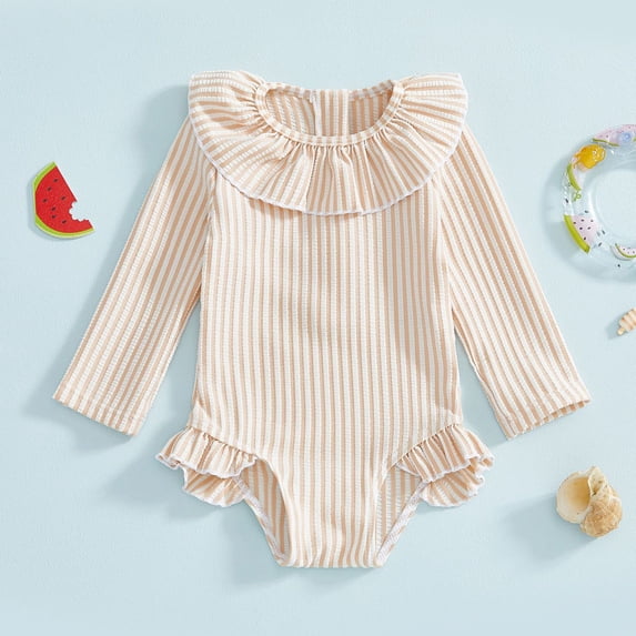 Girls Sun Protective Swimwear Long Sleeve Rash Guard UPF 50 Bathing Suit for Toddler and Kids