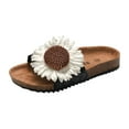 thumbnail image 1 of Girls Sunflower Cork Footbed Slip on Sandals Summer Beach Walking Slides Dress Slippers for Toddler Kids, 1 of 6