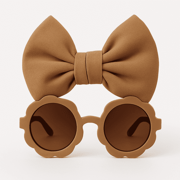 Girls' Sunglasses with Bow Headbands Set, Brown