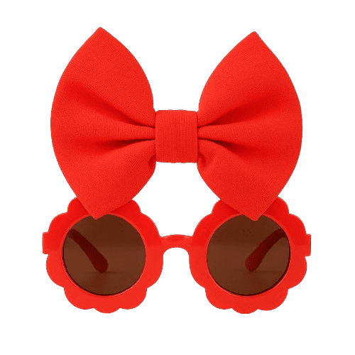 Girls' Sunglasses with Bow Headbands Set, Red