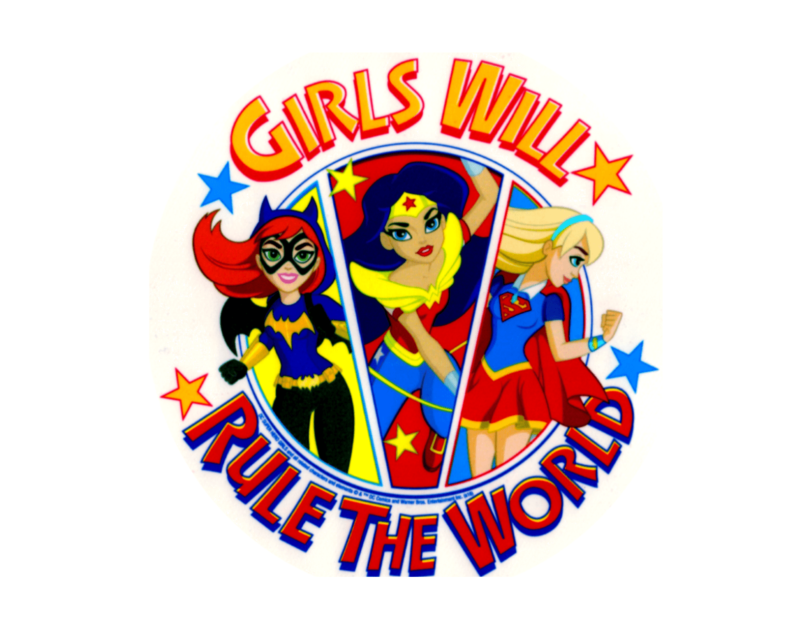 WHIMISCAL PRACTICALITY Girls Super Hero Girls Will Rule The World Edible Cake Topper-8" Round