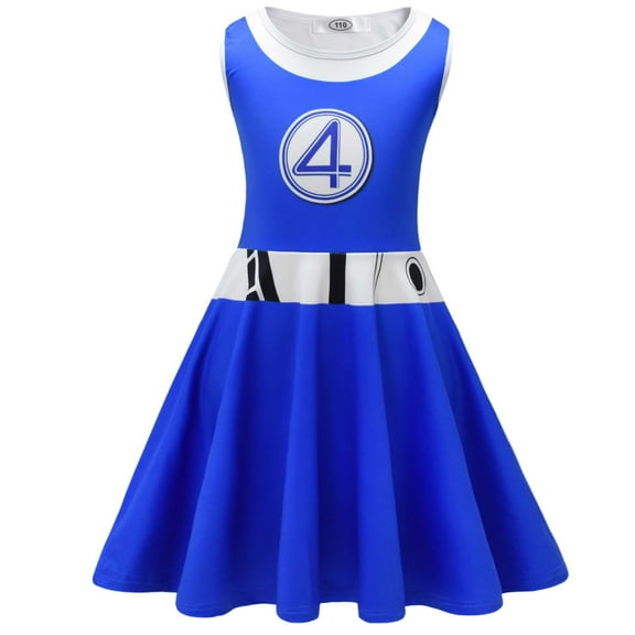 Girls Super Hero Team Dress Halloween Sleeveless Costume, Size for 4-9Y