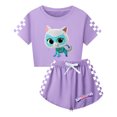 thumbnail image 1 of Girls Super Kitties 2-Piece Clothing Set – Cute Cropped T-Shirt and Shorts – Kids Casual Summer Wear, 1 of 4