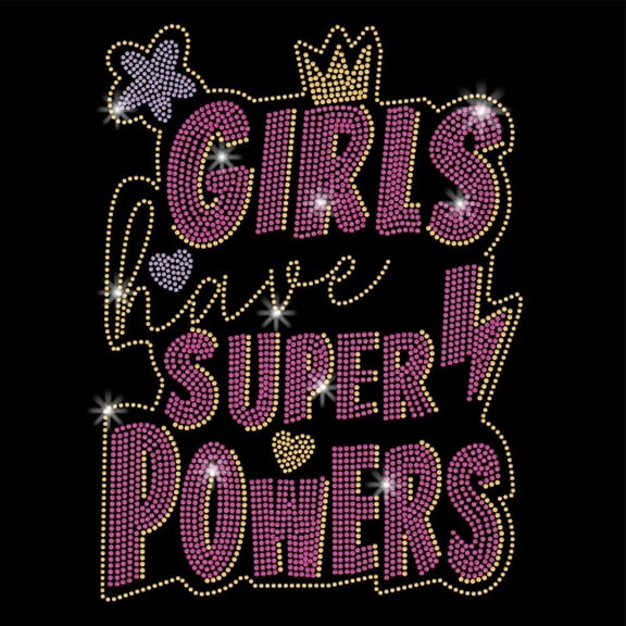 Girls Super Powers Iron On Transfers Girl Power Heat Transfer Stickers Iron on Patches Stickers Washable Heat Transfer Decals DIY for Girl's T Shirts Clothing Jeans Backpacks DIY Applique Decals