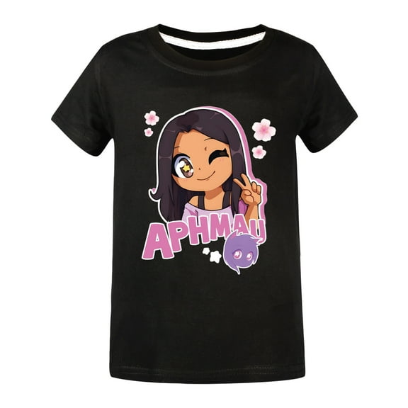 Girls Super Soft Short Sleeve T-Shirts Cute Anime Aphmaus Print Summer Tops Tees Graphic Blouse Birthday Gifts