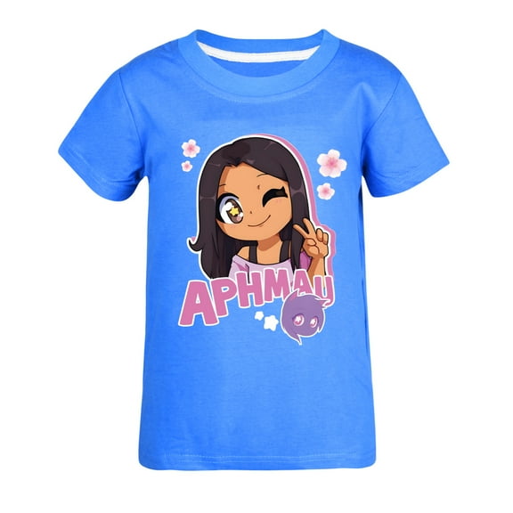 Girls Super Soft Short Sleeve T-Shirts Cute Anime Aphmaus Print Summer Tops Tees Graphic Blouse Birthday Gifts