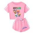 thumbnail image 1 of Girls SuperKitties Crop Top Set – Kids Lightweight 2-Piece Summer Outfit with Shorts, 1 of 4