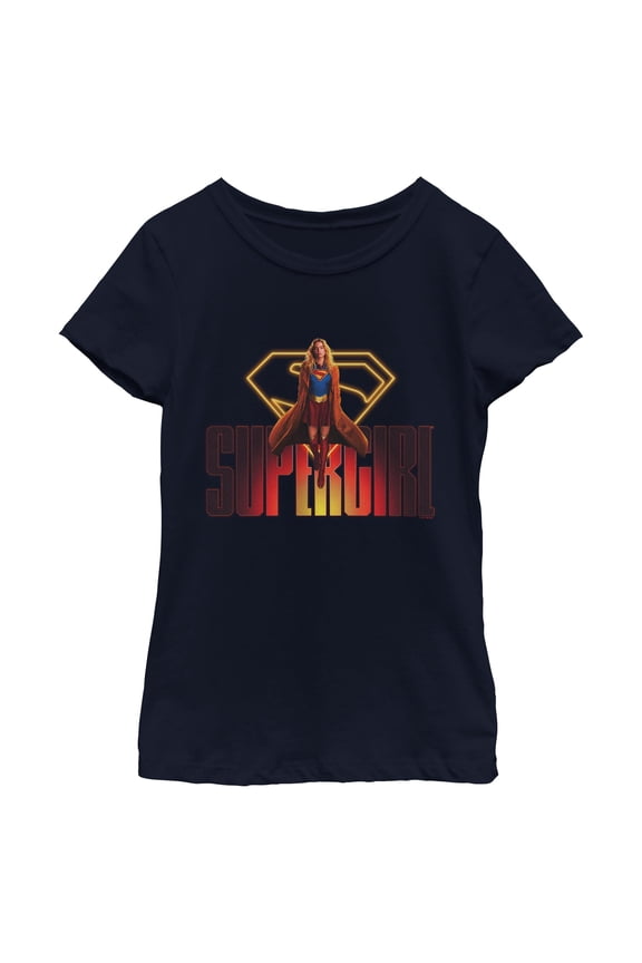 Girls Supergirl Kara Flying Logo T Shirt