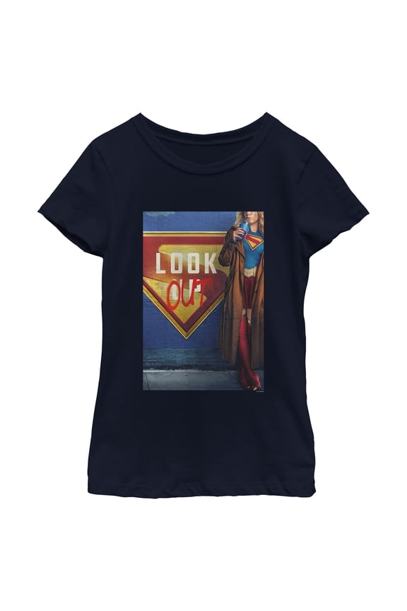 Girls Supergirl Official Look Out Poster T Shirt
