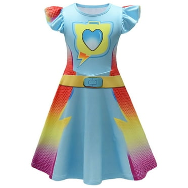 Girls Superhero Cat Cosplay Costume Short Sleeve Halloween Outfits
