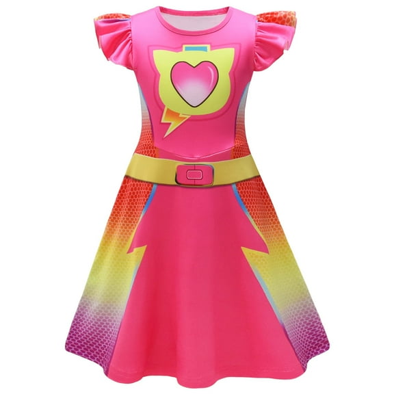 Girls Superhero Cat Cosplay Costume Short Sleeve Halloween Outfits