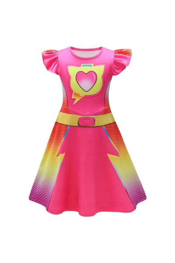 Girls Superhero Cat Cosplay Costume Short Sleeve Halloween Outfits