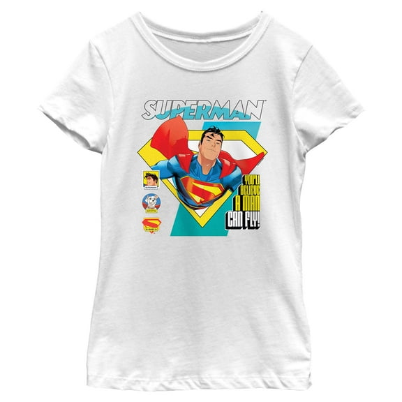 Girls Superman Flying Hero T Shirt
