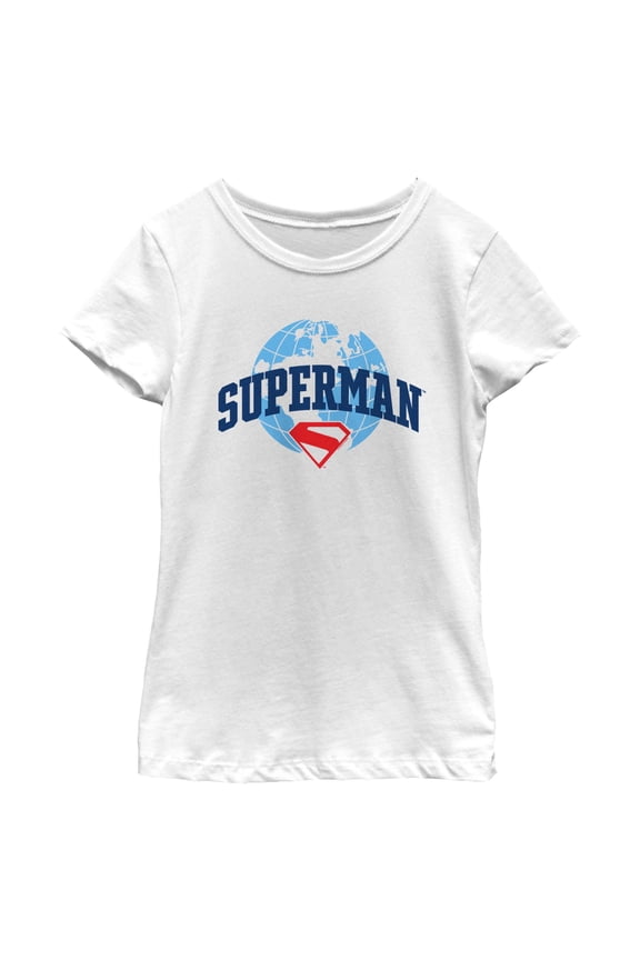 Girls Superman World Logo T Shirt