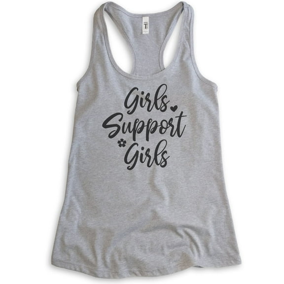 Girls Support Girls Tank Top, Ladies Racerback Tank Top, Girl Power Tank, Feminist Tank, Feminism Tank, Heather Gray, Large