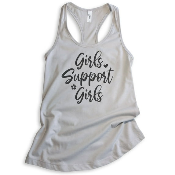 Girls Support Girls Tank Top, Ladies Racerback Tank Top, Girl Power Tank, Feminist Tank, Feminism Tank, Silver Gray, Large