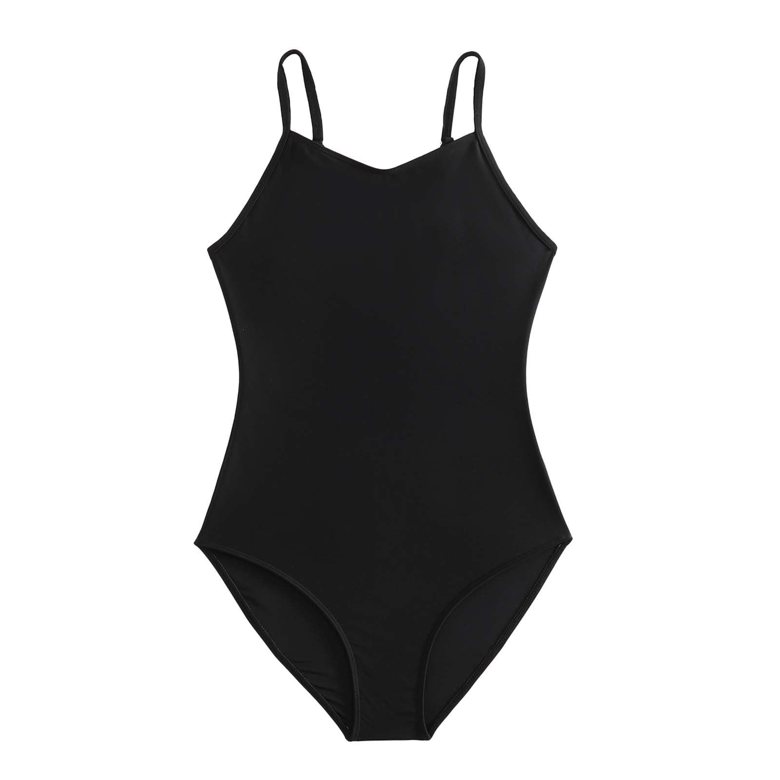 Girls' Surf Swimsuit, Sleeveless Solid Color One-Piece for Middle and Large Kids Teens 11-15 Years, Quick-Dry Polyester Spandex for Swimming.
