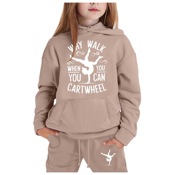 Girls' Sweat - Child Boys Girls Long Sleeve Solid Warm Hoodie Pullover Tops Pants Kids Outfits Sweat Suit (Khaki,4-5 Years)