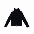 thumbnail image 1 of Girls Sweater Cardigan Uniform Zip Up Knit Fall Jackets Kids Ribbed High Neck Sweater Tops Black, 10 Y, 1 of 2