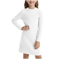 thumbnail image 1 of Girls Sweater Dress Comfy Ribbed Knit Sweater Long Sleeve Dress Causal Fall Winter Dresses Kids Long Pullover Sweater, 1 of 6