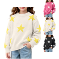 thumbnail image 1 of Girls Sweater Nelozsy Girls Crew Neck Star Knit Sweater Long Sleeve Loose Casual Pullover White 10-12 Years, 1 of 8