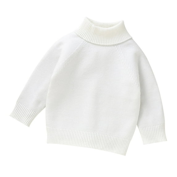 Girls Sweater Size 0-3 Months Knit Cable Turtleneck Soft Warm High Collar Children Long Sleeve Crew Neck White Kids Clothing