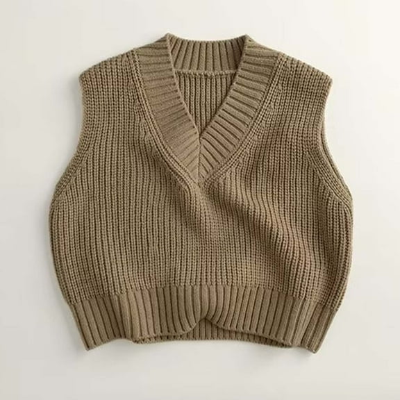 Girls Sweater Vest Comfort Knitted V Neck Sleeveless Coffee Pullover Top School Uniform Vests Warm Winter Baby Girl Clothes Baby Girl Sweaters 3-4 Years