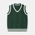 thumbnail image 1 of Girls Sweater Vest Knit Sweater V Neck Sleeveless Vest Green Pullover Uniform Vest Warm Autumn Winter Outfits Vest for Kids 7-8 Years, 1 of 2
