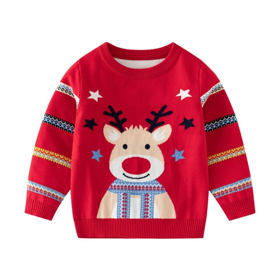 Girls Sweater 𝗨gly Christmas Knit Pullover Kids Reindeer 𝗘𝗹𝗸 Snowman Winter Boys Christmas Sweatshirts Tops