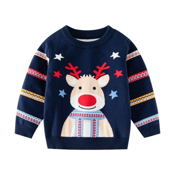 Girls Sweater 𝗨gly Christmas Knit Pullover Kids Reindeer 𝗘𝗹𝗸 Snowman Winter Boys Christmas Sweatshirts Tops
