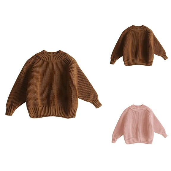 Girls Sweaters Fall Outfits for Girls Toddler Kids Baby Girl Boy Crewneck Long Sleeve Solid Sweater for Knitted Sweater Autumn Winter Warm Pullover Coat Jacket