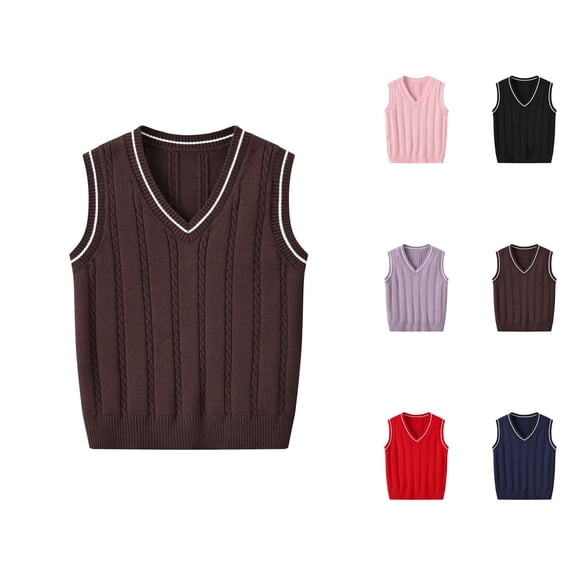 Girls Sweaters Fall Outfits for Girls Toddler Boys Girls V Neck Vest Sweater Sleeveless Warm Knitted Pullover Knitwear Tops