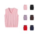 thumbnail image 1 of Girls Sweaters Fall Outfits for Girls Toddler Boys Girls V Neck Vest Sweater Sleeveless Warm Knitted Pullover Knitwear Tops, 1 of 4