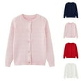 thumbnail image 1 of Girls Sweaters Girls Fashion Girls Round Neck Cardigan Button Front Knitted School Sweater for2 10 Years, 1 of 8