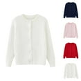 thumbnail image 1 of Girls Sweaters Girls Fashion Girls Round Neck Cardigan Button Front Knitted School Sweater for2 10 Years, 1 of 8