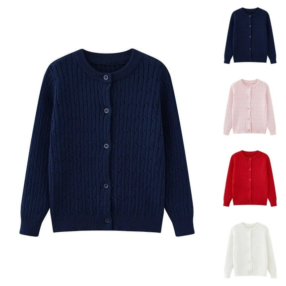 Girls Sweaters Girls Fashion Girls Round Neck Cardigan Button Front Knitted School Sweater for2 10 Years