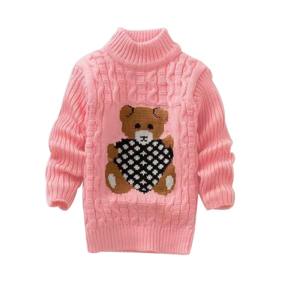 Girls Sweaters Kids Baby Girls Solid Cartoon Print Knit Pullover Sweater Crochet Tops